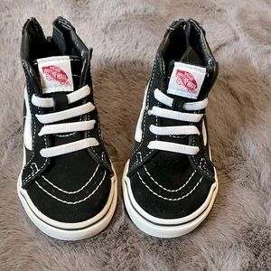 Toddler Vans Hightops Black and White Back Zipper Closure